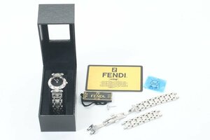 FENDI フェンディ 750L クォーツ 2針 レディース 腕時計 黒文字盤 箱付 稼働品 1363-HA