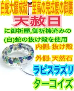 災難回避✨勝利へ導く✨蛇の抜け殻✨石外✨白蛇の指輪お守り【天赦日ご祈祷済み】A