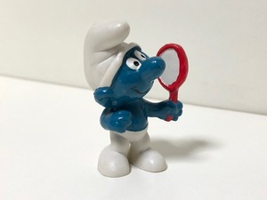 【 スマーフ PVC フィギュア 】 SMURF ヴィンテージ 鏡 うぬぼれ 手鏡 人形 / SCHLEICH シュライヒ SMURF VINTAGE PVC FIGURE V6-21-30