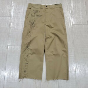 USED 古着 ハンド ペイント チノパン パンツ pants ベージュ