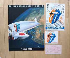 ローリングストーンズ 1999年 来日公演 パンフレット リーフレット ステッカー チケット 半券 ROLLING STONES STEEL WHEELS TOKYO 1990