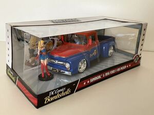 ◯SUPERGIRL&1956 FORD F-100 PICKUP(スーパーガール&フォード)ダイキャストミニカー・フィギュア付き/スーパーマン/アメコミ/DC/JADATOYS