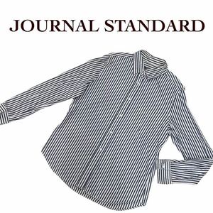 a99 JOURNAL STANDARD ジャーナルスタンダード ストライプシャツ 長袖 シャツ シャツ 総柄 トップス 上着 羽織り 紺系 レディース ♪