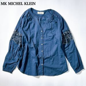 MK MICHEL KLEIN ミッシェルクラン ネイビー ブラウス シャツ 刺繍 レディース C122403-84