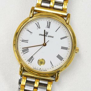 1円 可動品 腕時計 ユニバーサルジュネーブ UNIVERSAL GENEVE 555.200 クォーツ メンズ 18KGP 同梱不可