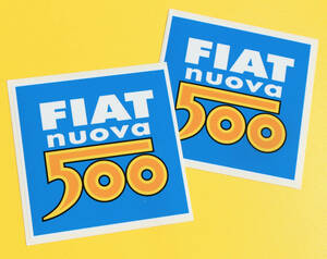 海外　限定品　送料込み FIAT NUOVA 500 STICKER DECAL フィアット ヌォーヴァ ステッカー デカール 2枚セット 100mm 送料無料