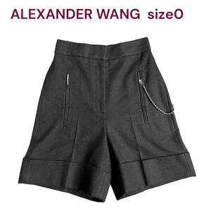 美品　ALEXANDER WANG ショートパンツ　キュロット 絹、毛　0、S ハーフパンツ 黒 ブラック　ウール、シルク