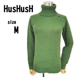 【M(2)】HusHusH レディース ニット グリーン タートルネック