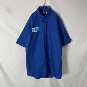 レッドキャップ　半袖ワークシャツ　古着　L−SSLサイズ　ブルー　ヴィンテージ WORK WEAR