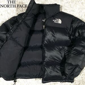 着用感L相当!!!【美品】ノースフェイス THE NORTH FACE 【脅威の700FP】ワンポイントロゴ ダウンジャケット ブラック 黒 メンズ 秋冬