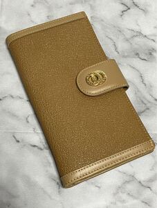 良品　BVLGARI ブルガリ　ドッピオトンド　ブラウン×ベージュ　レザー　本革　長財布　ウォレット　メンズ　レディース