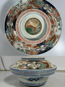 古伊万里 色絵 金彩 染付 蓋物 食籠 花鳥図 菓子鉢