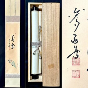 【真作】上野道善 賛 春洋 画「萬歳 亀画賛」掛軸 紙本 書 華厳宗 華厳宗管長 奈良県教育委員長 共箱 ｈ012205