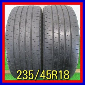 ■中古タイヤ■　235/45R18 94W BRIDGESTONE TURANZA T005A カムリ マークX アコード等 夏タイヤ オンロード ２本ペア 激安 送料無料 B540