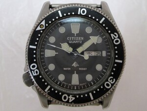 1000円スタート 腕時計 フェイスのみ CITIZEN シチズン ダイバーズウォッチ 35－7995 クォーツ QZ ブラック文字盤 300M メンズ SWB H①713