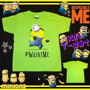 ミニオンズ　子供用　半袖　Tシャツ　アメリカ　輸入子供服　キッズ　ミニオン　minions　USJ　ユニバ　グリーン　黄緑　XS　4/5　120cm