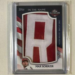 1/1！[Max Scherzer] In The Name Relic(ITN-MS)[2019 topps MLB](Washington Nationals(WSH)Letter Patch(2018 All Star Game ASG)Jersey)