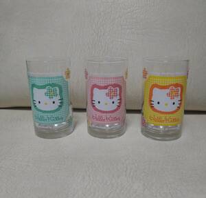 Hello Kitty 1997年★ハローキティ アソート グラス 3個 セット★カラフル キュート コップ タンブラー サンリオ キティ