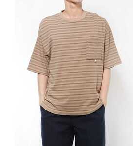 新品 タグ付 送料無料 コーエン coen ヘンケイ天竺ボーダーTシャツ メンズ Lサイズ （BEIGE）