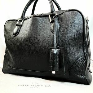 【極美品 大容量】PELLE MORBIDA ペッレモルビダ トートバッグ メイデンボヤージュ レザー A4 PC可 メンズ ビジネス ブラック 黒 付属付き