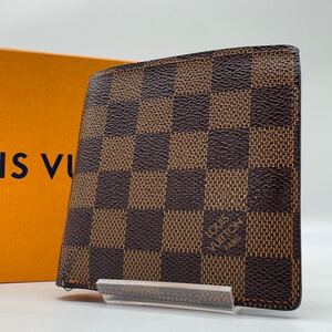 3063【高級品】LOUIS VUITTON ルイヴィトン 二つ折り財布 ダミエ ポルトフォイユ マルコ N61675 PVC レザー 本革 メンズ