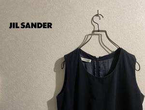 ◯ JIL SANDER アシンメトリー ロング ワンピース / ジルサンダー ノースリーブ ネイビー 36 Ladies #Sirchive