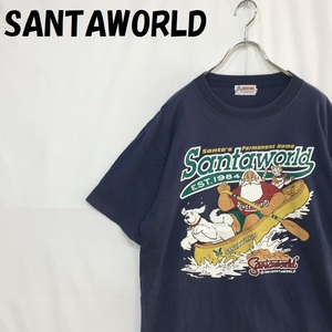 【人気】SANTAWORLD/サンタワールド プリントTシャツ 半袖 ネイビー サイズ3L/S2056