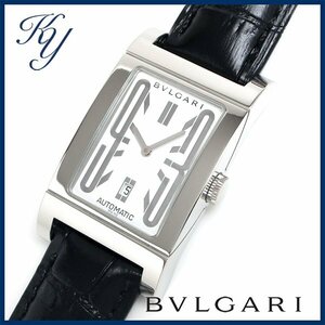1円～ 磨き済み 本物 定番 人気 BVLGARI ブルガリ レッタンゴロ RT45S 革ベルト 自動巻き ホワイト メンズ 時計