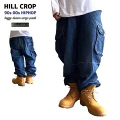 【一点物】90s HILL CROP極太バギーデニムカーゴパンツB系HIPHOP