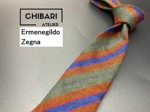 【超美品】ErmenegildoZegna　エルメネジルドゼニア　レジメンタル柄　ネクタイ　3本以上送料無料　グレイブラウン　0602089