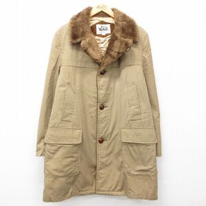 XL/古着 ウールリッチ 長袖 コート メンズ 80s ロング丈 ベージュ系 カーキ 内側ファー 24nov01 中古 アウター