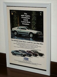 1976年 USA 70s vintage 洋書雑誌広告 額装品 Lancia Beta ランチャ ベータ / 検索用 店舗 ガレージ 看板 ディスプレイ 装飾 (A4size)