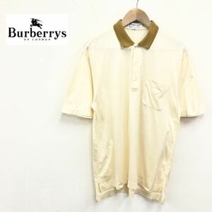 G111-J◆Burberrys SPORT バーバリーズ バイカラー半袖ポロシャツ◆サイズLarge メンズ 紳士服 イエロー トップス 綿100% コットン