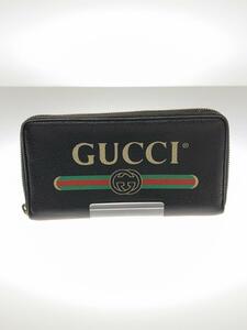 GUCCI◆長財布_ヴィンテージロゴ/レザー/BLK/メンズ