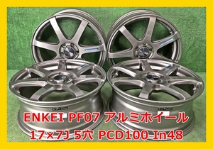 ★17インチ ENKEI PF07 中古 社外 アルミホイール 4本 5穴 PCD:100 IN48★