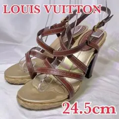 美品 LOUIS VUITTON ゴージャスゴールド ウッドヒールサンダル