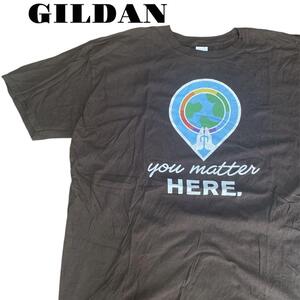 輸入古着　GILDAN プリントTシャツ　地球　2XL