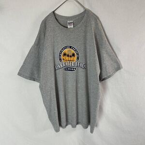 ギルダン　半袖プリントTシャツ　古着　XLサイズ　グレー