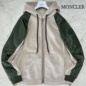 極美品/XL★ MONCLER モンクレール MAGLIA ナイロン切替 ボア ジップ パーカー フリース ジャケット ブルゾン 大きいサイズ 近年モデル