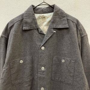 Lee WESTERNER リー ウエスターナー オープンカラー シャツ コットン size M 古着 チャコールグレー 78931