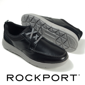 【新品】定価1.98万 ROCKPORT ロックポート《TRUFLEX 軽量・クッション》上質本革 カイデンモック レザー ウォーキングシューズ 26cm 黒