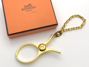 1000円スタート 手袋ホルダー HERMES エルメス フィルー ゴールド 箱付き グローブホルダー アクセサリー ブランド小物 12 L3041