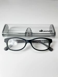 +2.00 BONOX-A YGH-55 ボノックス ウェリントン型 ブラックストライプ 老眼鏡 良品