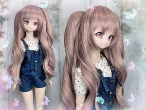 ●ドールウィッグ＊プレミアムツインカール＊アンティークピンク＊9～9.5インチ（MDD/DD/SD/SmartDollなど）●