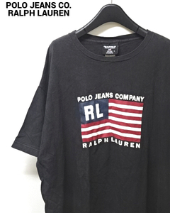 L【POLO JEANS CO. RALOH LAUREN T-Shirt Black Tee ポロ ジーンズ ラルフローレン Tシャツ 90