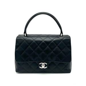 1円 良品 CHANEL シャネル マトラッセ ターンロック ココマーク SV 金具 ラムスキン ハンド バッグ dD0443N