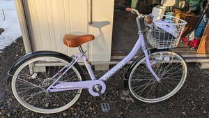 美品　屋内保管　子供用　自転車　clooney クルーニー　24インチ　小学生　女子　女の子　クルーニー　パープル　小学校　バイシクル　