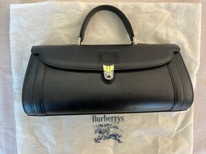 【美品】Burberrys バーバリーズ ハンドバッグ ブラック レザー メンズ レディース ヴィンテージ 黒 ノバチェック 