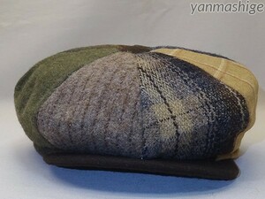 極美品 レア 8/4パッチワーク ブラウン ウールキャスケット [L] NEW YORK HAT ニューヨークハット BIG APPLE ビッグアップル MADE IN USA