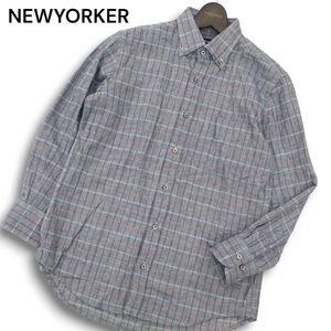 NEWYORKER ニューヨーカー 通年 長袖 ボタンダウン チェック★ ネル シャツ Sz.M　メンズ　C4T07554_8#C